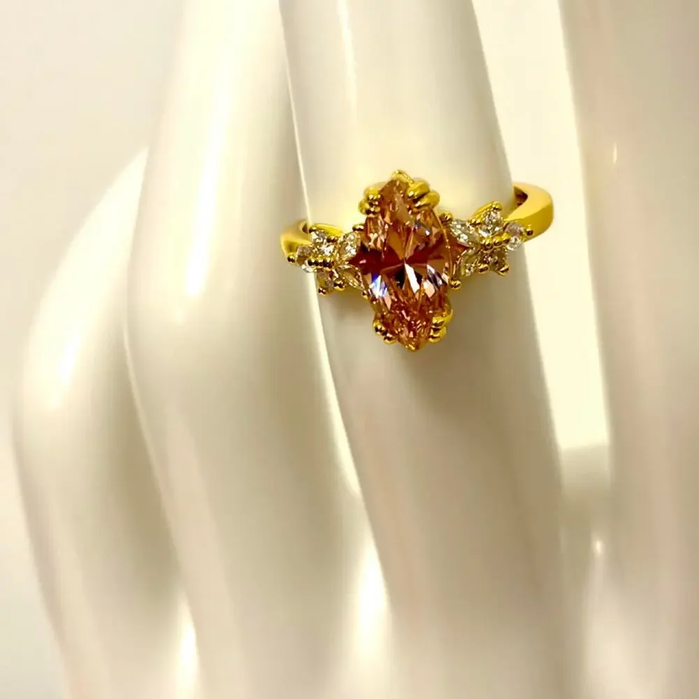 18k gold plated ring with Pink CZ stone